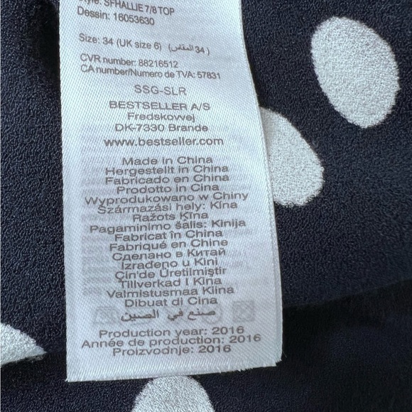 Selected Femme Navy Blue & White Polka Dot Vneck Sweater Size 34 - Picture 8 of 11